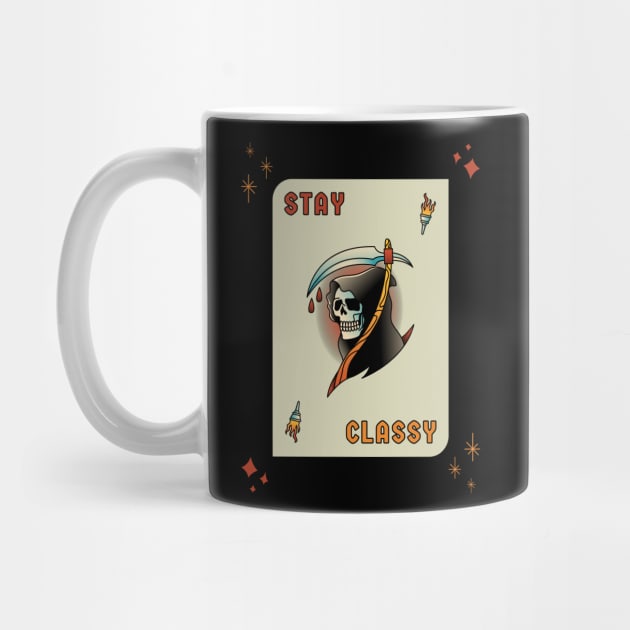 Stay Classy Grim Reaper Tattoo Design by Tip Top Tee's